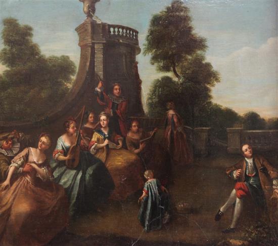 Follower of Nicolas Lancret (1690-1743) Fête galante scene, 24 x 28in.